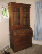  Victorian Walnut Cylinder Bookcase/Writing Desk