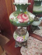 Rose Floral China & Brass Gone w/the Wind Lamp