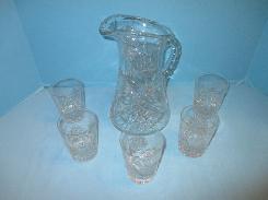 American Brilliant Cut Glass Water Set & Tumblers