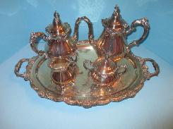 Baroque by Wallace Fancy Silver Tea Service Set