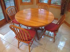  Solid Oak Pedestal Dining Table Set