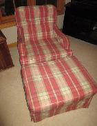 Plaid Upholstered Easy Chair