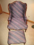 French Winged Back Chair & Ottoman