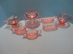 Selection of Pink Depression Glassware