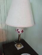 Fancy Cranberry Glass Prism Small Table Lamp