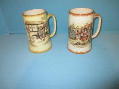 German Decorated Ceramic Beer Mugs