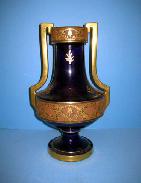  German Decorated Cobalt & Gold Vase