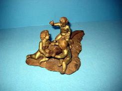  Cupid & Alligator Whimsical Brass Sculpture