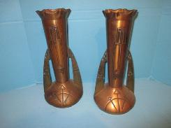  Danish Art Deco Copper & Brass Vases