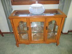 Oak Beveled Glass Display Cabinet 