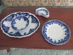 Set of Flow Blue Dishes 