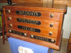  J & P Coats Walnut 5-Drawer Spool Cabinet