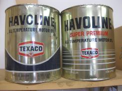 Texaco Havoline Tin Oil Cans