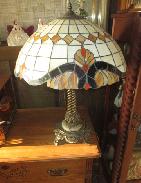 Leaded Glass & Brass Shade Table Lamp