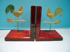 Brass Rooster Weather Vane Book Ends