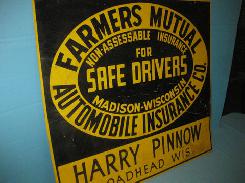  Farmers Mutual Automobile Metal Sign
