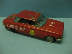 Fire Chief Tin Friction Chevy Corvair Car
