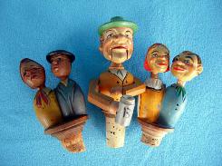 German Folk Art Figural Bottle Stoppers