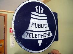 Public Telephone Porcelain DS Flanged Sign