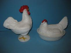 Westmoreland Rooster & Hen Covered Dishes