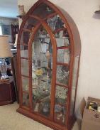   Pecan Cathedral Glass China Cabinet
