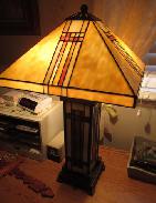  Mission Arts and Crafts Leaded Glass Table Lamp