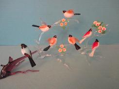 Merrano Blown Glass Birds on Branches 