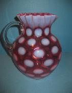  Cranberry Opalescent Coin Dot Water Pitcher
