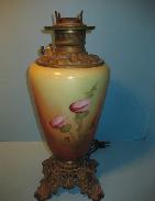 Victorian Painted Thistle Parlor Lamp Base 