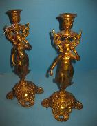 Brass Classical Figural Candle Holders 