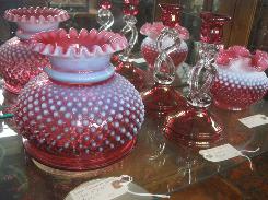 Cranberry Hobnail Opalescent Light Shade 