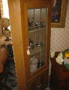 Oak & Leaded Glass Corner Cabinet 