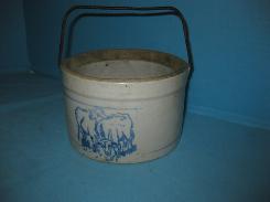 Blue & White Dairy Cattle Butter Crock 