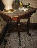 Victorian Oak Marble Top Parlor Table 