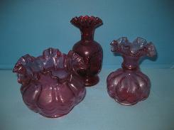 Cranberry Victorian Vases 