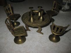 Brass Table & Chair Set 