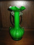 Opalescent Green Art Glass Vase 