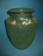 Green Depression Satin Drape Pattern Vase