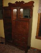 Carved Oak Secretary Bookcase