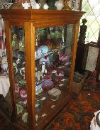 Oak Beveled Glass Display Cabinet