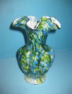 End of the Day Blue/Green Ruffled Vase