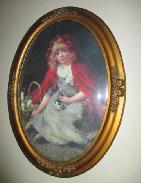 Little Red Ring Hood Print w/ Domed Glass Antique Frame