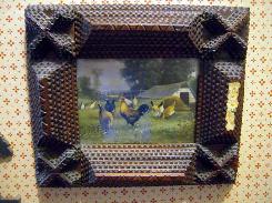  Tramp Art Picture Frame  w/Chickens
