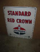 Standard Red Crown Enamel Pump Sign 