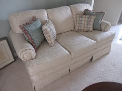 Highland House Brocade Cream Sofa & Two-Chair Set