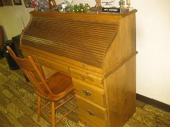 Stained Pined Early American Roll Top Desk 