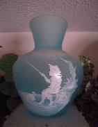 Mary Gregory Blue Satin Vase