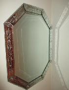 Venetian Art Glass Fancy Etched Mirror