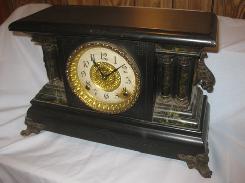 Ingram Ornate Black Marble Mantle Clock
