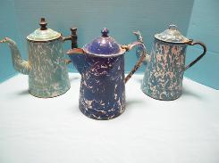 Blue Swirl Enamel Coffee Pots